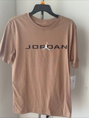 Jordan Short Sleeve Crewneck Tee in Taupe with Black and White Logo